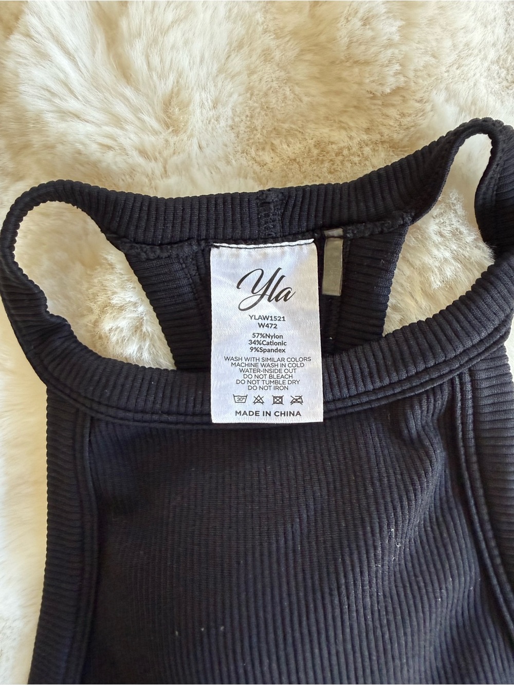 YoungLA Black Ribbed Racerback Crop Top - - Picture 4 of 4